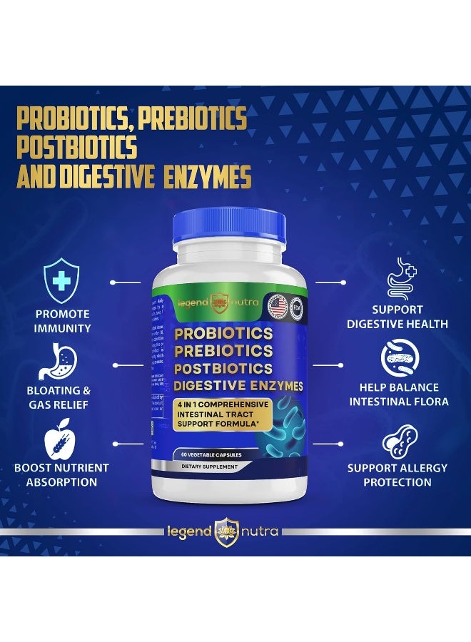 Legend Nutra Probiotics Prebiotics Postbiotics with Digestive Enzymes 4 in 1 Formula Supplement for Better Digestion Health Prebiotics and Probiotics for Women, Men Probiotics for Digestive Health & Gut Health - Image 3